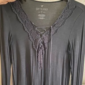 American eagle soft and sexy tee gray long sleeve size Small